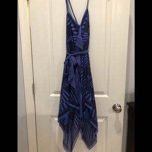 Bcbg 0 blue handkerchief dress silk